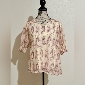 Baltic Born Cream and Purple Floral Blouse